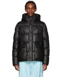 Army by Yves Salomon Black Leather Down Jacket