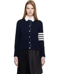Thom Browne - Jersey Intarsia Classic Fit 4-Bar Cardigan - Lyst