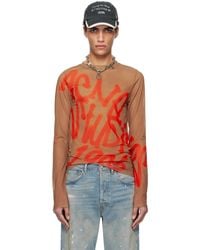 Acne Studios - Taupe Sprayed Logo Long Sleeve T-Shirt - Lyst
