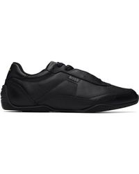 BOSS - Logo Detail Leather Sneakers - Lyst