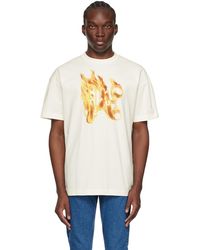 Palm Angels - T-shirt blanc cassé à image à logo - Lyst