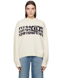 MM6 by Maison Martin Margiela - Off-white Jacquard Hoodie - Lyst