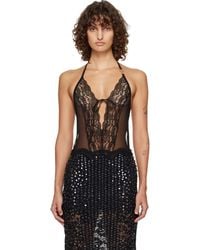 Versace - Embroidered Lace-Trim Bodysuit - Lyst