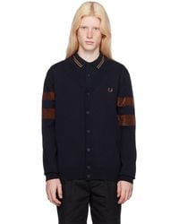 Fred Perry - F Perry ネイビー Tipping カーディガン - Lyst