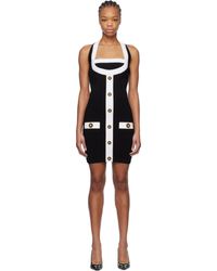 Balmain - Robe Courte Noir Et Blanc En Tricot À Corsage Bain De Soleil - Lyst