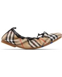 Burberry - Tan Check Fawn Ballerina Flats - Lyst