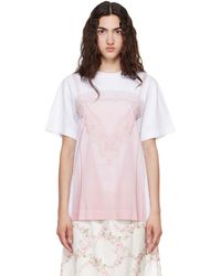 Simone Rocha - T-Shirt Blanc Et Rose À Image Trompe L'Œil - Lyst