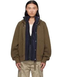 Sacai - Khaki & Sponge Sweat & Grosgrain Hoodie - Lyst