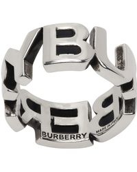 Burberry - Silver Logo Ring - Lyst