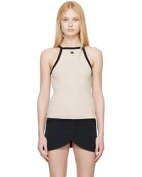 Courreges - Débardeur blanc cassé et noir à bretelle à boucle à ardillon - Lyst