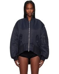 JW Anderson - ネイビー カーブドヘム オーバーサイズ ボンバージャケット - Lyst