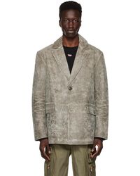 DIESEL - Beige L-blaze Leather Blazer - Lyst