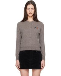 Maison Kitsuné - Taupe Double Fox Head Regular Cardigan - Lyst