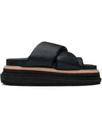 Sacai Leather Padded Multi-Sole Sandals in Black for Men | Lyst
