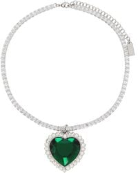 Vetements Silver & Crystal Heart Necklace - Green