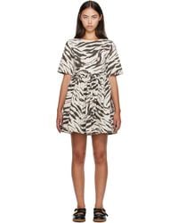 Ganni - Off- & Zebra Denim Minidress - Lyst