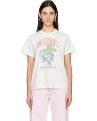 Ganni - Off- Basic Cotton Jersey Grapes Relaxed T-Shirt - Lyst