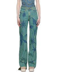 MASHA POPOVA - Jean vert et bleu à plis - Lyst