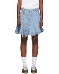 Sacai - ブルー アシンメトリー デニム ミニスカート - Lyst