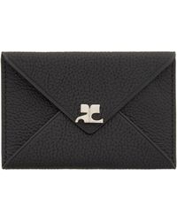 Courreges - Black Envelope Leather Card Holder - Lyst
