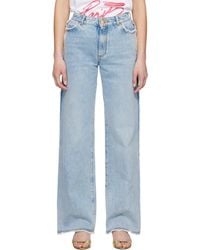 Balmain - Jean Droit Bleu En Denim - Lyst