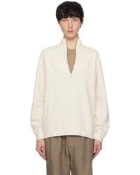 Sunspel - ベージュ ループバック ハーフジップ スウェットシャツ - Lyst