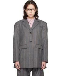 Ganni - Stripe Wool Blazer - Lyst