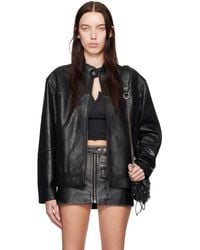【関税込み】GUESS USA ブラック クラックレザー ジャケット Guess ブラウン クラックレザー ジャケット ブラック | Lyst