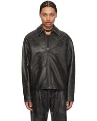 Guess USA - Collar Leather Jacket - Lyst