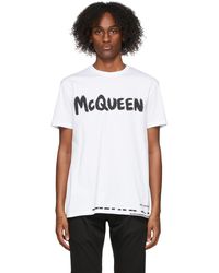 Alexander McQueen - T-shirt blanc en coton à logo - Lyst