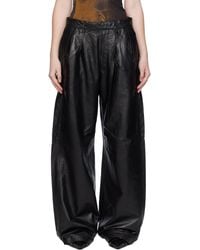 R13 - Pleated Wide Leg Leather Pants - Lyst