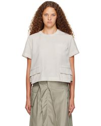 Sacai - Beige & Khaki Paneled T-shirt - Lyst