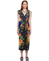 Chopova Lowena - Ssense Exclusive Black Neon Floral Midi Dress - Lyst