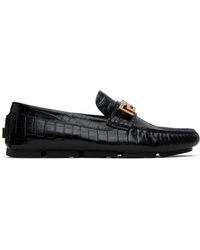 Versace - Greca Crocodile-effect Leather Loafers - Lyst