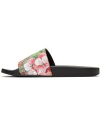 gucci pursuit flat flora canvas slide sandals