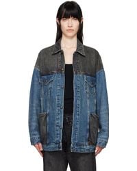 R13 - Blouson Camionneur Lacey Bleu Et Noir En Denim - Lyst