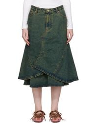 ANDERSSON BELL - Custom Flare Layered Denim Midi Skirt - Lyst