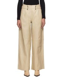 REMAIN Birger Christensen - Beige Eyelet Leather Pants - Lyst
