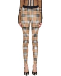 Slacks and Chinos Leggings Womens Clothing Trousers Burberry Paneled Printed Leggings in Blue 