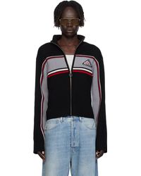 Martine Rose - Pull Molletonné Écourté Noir À Glissière - Lyst