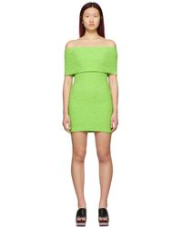 MSGM - Robe sans bretelles verte à effet froissé - Lyst