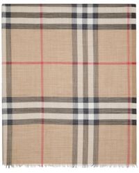 Burberry - Wide Check Wool Silk Scarf - Lyst