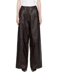REMAIN Birger Christensen - Brown Wide Eyelet Leather Trousers - Lyst