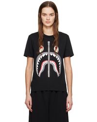 A Bathing Ape - T-shirt noir à requin emblématique - Lyst
