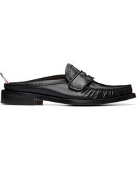 Thom Browne - Flâneurs À Plastron De Style Mule Noirs En Cuir De Veau - Lyst
