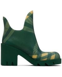 Burberry - Green Check Rubber Marsh Heel Boots - Lyst