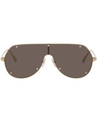 Cartier Santos De Cartier Aviator-style Leather-trimmed Gold-plated  Sunglasses in Metallic for Men | Lyst