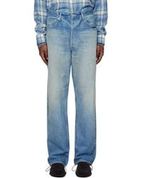 AURALEE Selvedge Faded Heavy Painter Jeans in Blue for Men