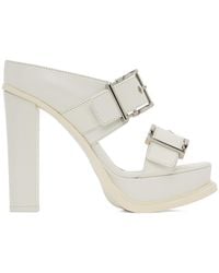 Alexander McQueen - White Platform Buckle Heeled Sandals - Lyst