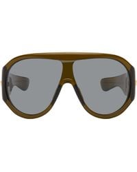 Bottega Veneta - Khaki Scudo Shield Sunglasses - Lyst